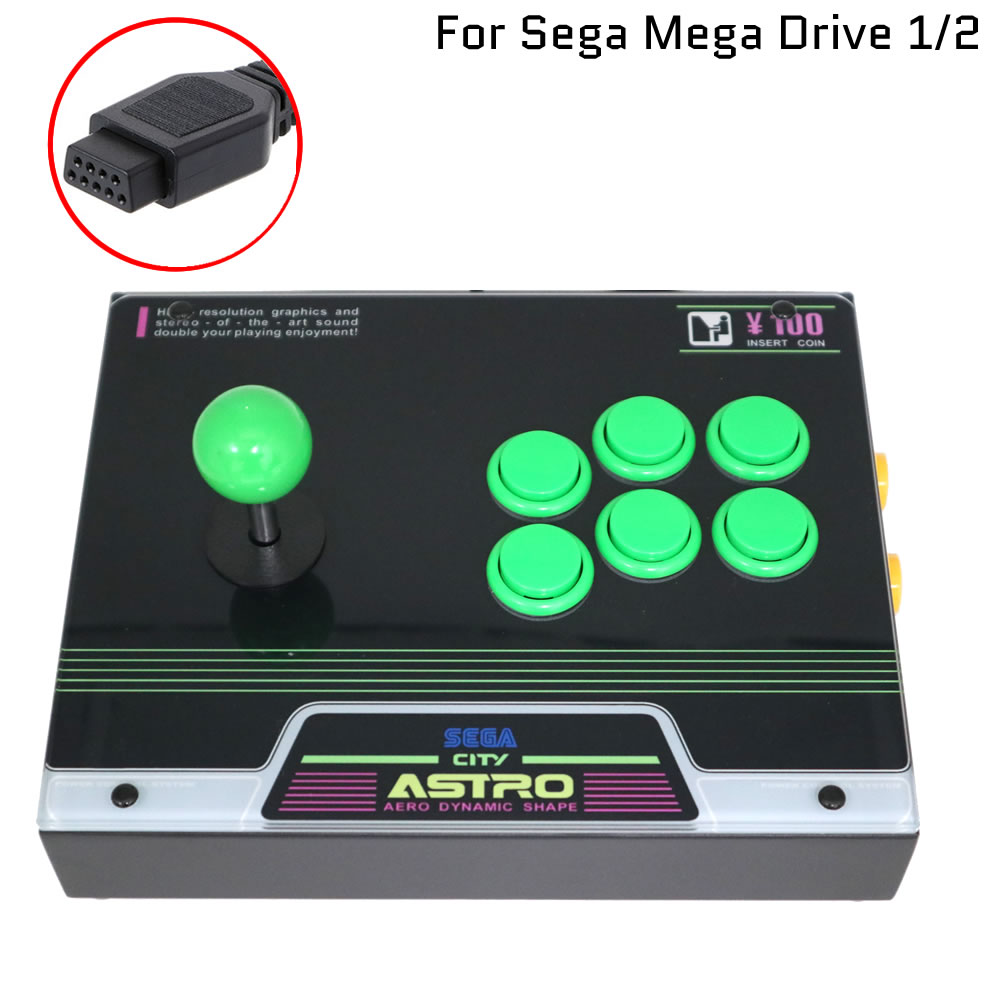 RAC-J600S-MD 6 Buttons 9Pin Arcade Joystick Controller Artwork Panel For Sega Mega Drive 1/2