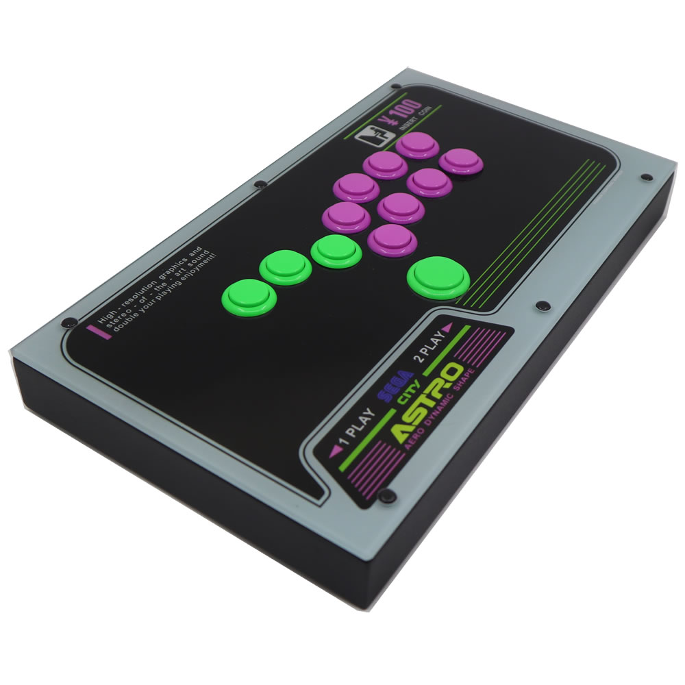 FightBox F1 Leverless Arcade Controller Front View FightBox F1 leverless all-button arcade controller front angled view with Sanwa buttons