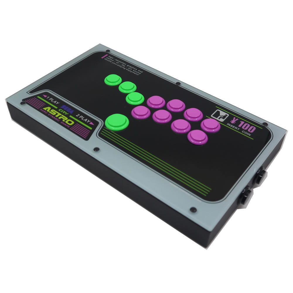 FightBox F1 Leverless Controller Full Layout Angle FightBox F1 leverless all-button arcade controller angled view showing full button layout