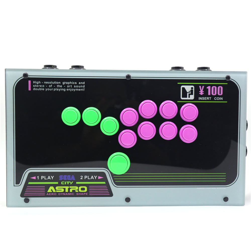 FightBox F1 Leverless Arcade Controller Top View Top view of FightBox F1 leverless all-button arcade controller with Sanwa OBSF buttons